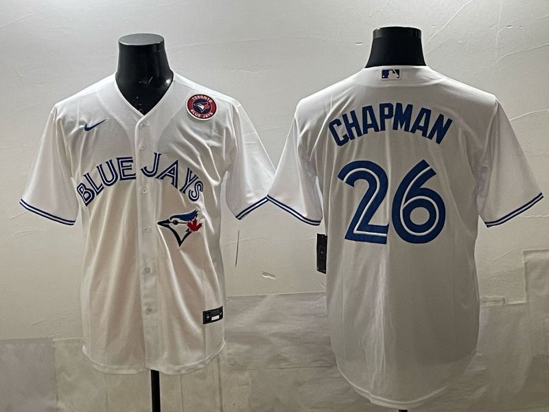 Men 2025 Toronto Blue Jays #26 Chapman White Game Nike MLB Jersey style 02->toronto blue jays->MLB Jersey